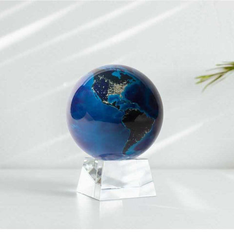 4.5 Inch Globe Earth At Night On Crystal Base by Mova