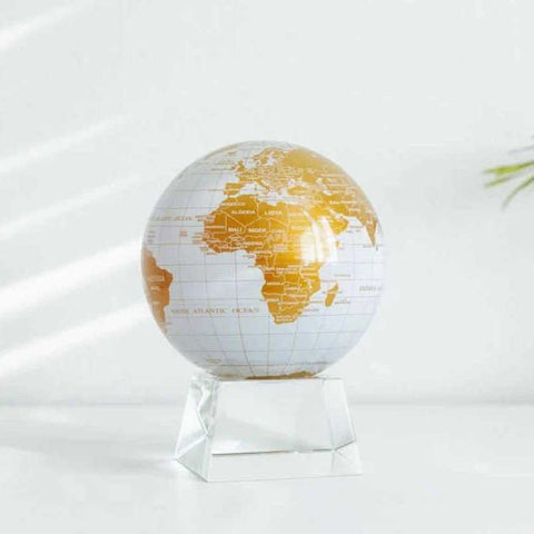 4.5 Inch Globe White And Gold Globe On Crystal Base by Mova
