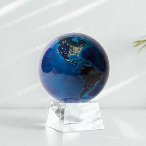 6 Inch Globe Earth at Night on Crystal Base by Mova