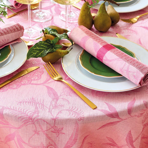 A L'orangerie - Pink Tablecloth by Le Jacquard Francais