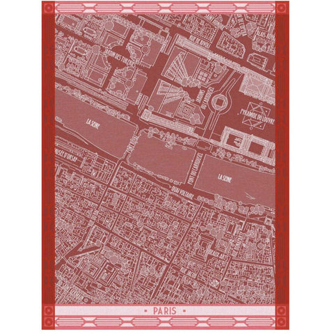 A Vol D'oiseau Paris - Red Tea Towel  by Le Jacquard Francais