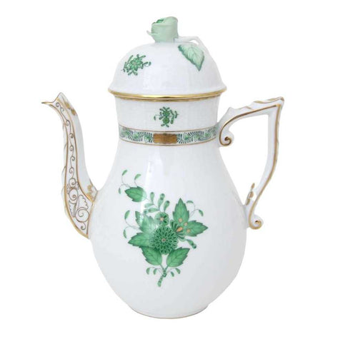 Apponyi Green Coffeepot 0.9l, Rose Knob by Herend
