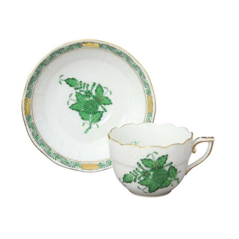 Apponyi Green Moccacup With Saucer by Herend