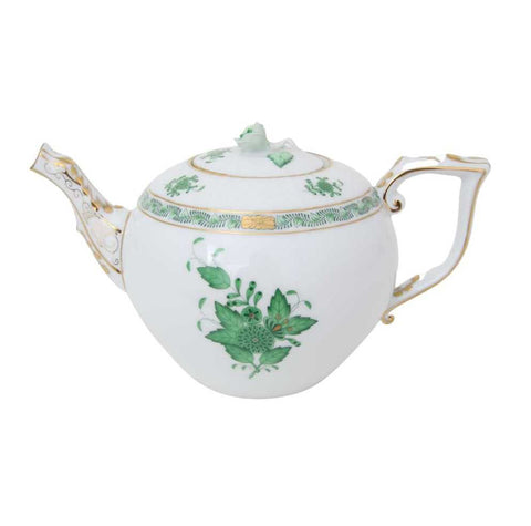 Apponyi Green Teapot 1.25l, Rose Knob by Herend