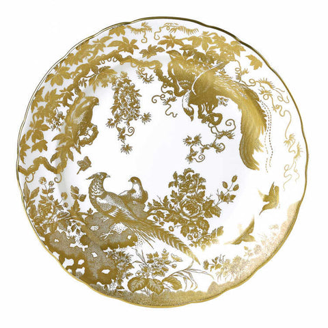 Aves Gold Dinner Plate by Royal Crown Derby