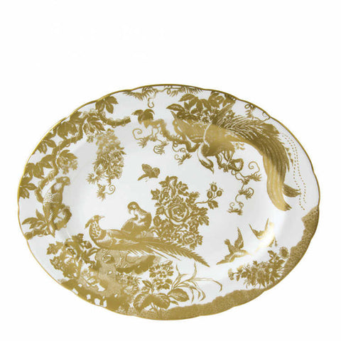 Aves Gold Oval Dish Small by Royal Crown Derby