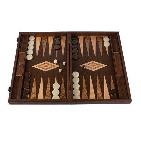 Backgammon American Wenge with Walnut Burl & Oak Points by Manopoulos