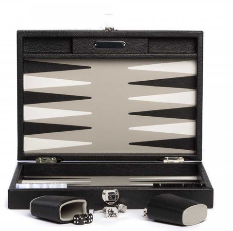 Backgammon Medium Buffalo Leather Black by Hector Saxe