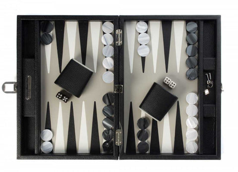 Backgammon Medium Buffalo Leather Black by Hector Saxe