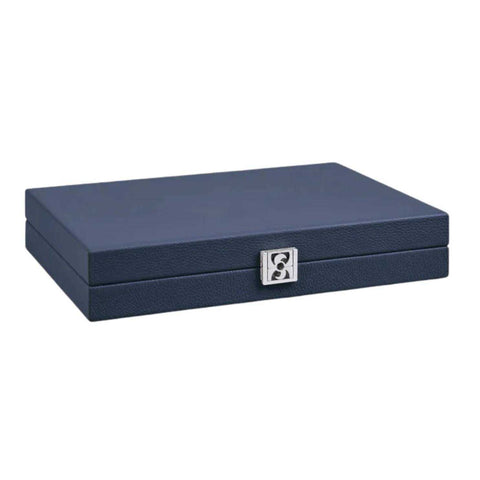 Backgammon Medium Buffalo Leather Bleu De France by Hector Saxe
