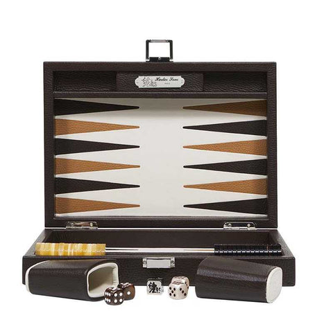 Backgammon Medium Buffalo Leather Chocolat by Hector Saxe