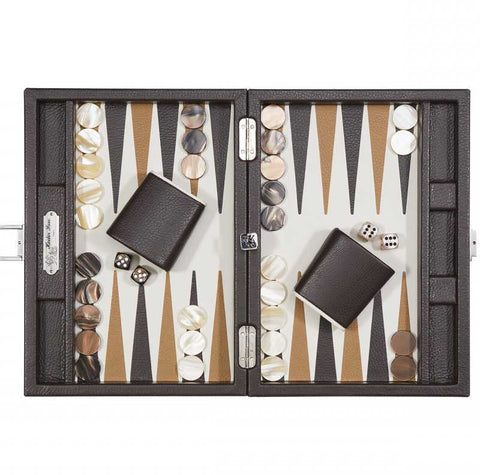 Backgammon Medium Buffalo Leather Chocolat by Hector Saxe