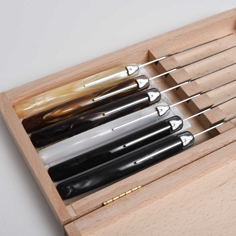 Berlingot Table Knives Assorted Acrylic Grey/Brown S/6 by Claude Dozorme