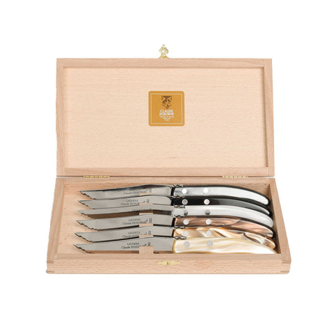 Berlingot Table Knives Assorted Acrylic Grey/Brown S/6 by Claude Dozorme
