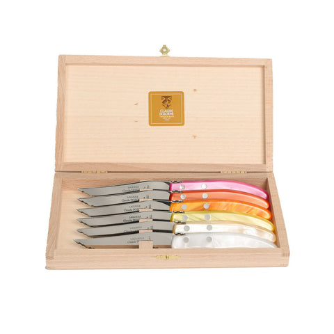 Berlingot Table Knives Assorted Acrylic Red/Orange S/6 by Claude Dozorme