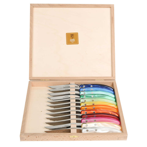 Berlingot Table Knives Assorted Acylic Set/12 by Claude Dozorme