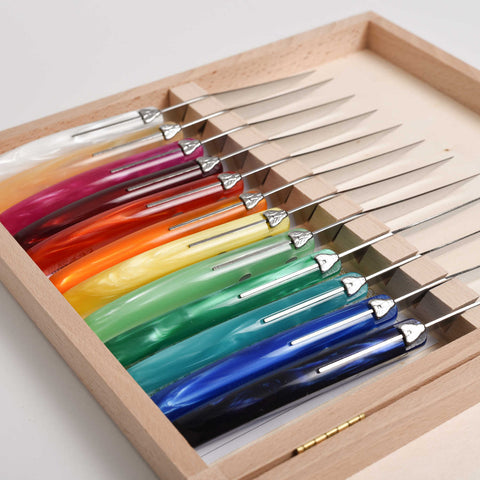 Berlingot Table Knives Assorted Acylic Set/12 by Claude Dozorme