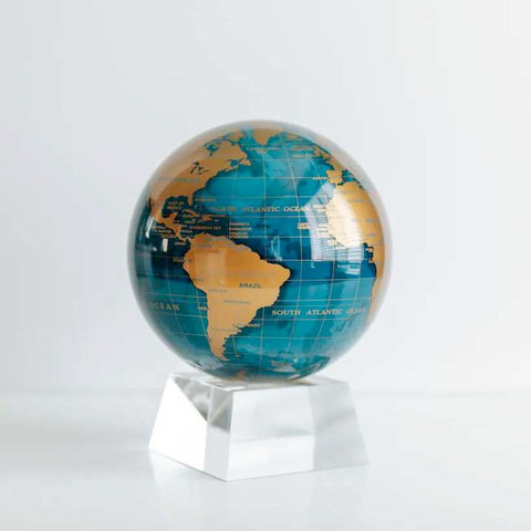 Blue And Gold Globe 6 In On Crystal Base by Mova