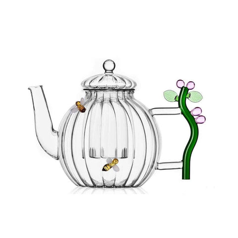 Botanica Teapot Optic Pink Flower And Bee  by Ichendorf