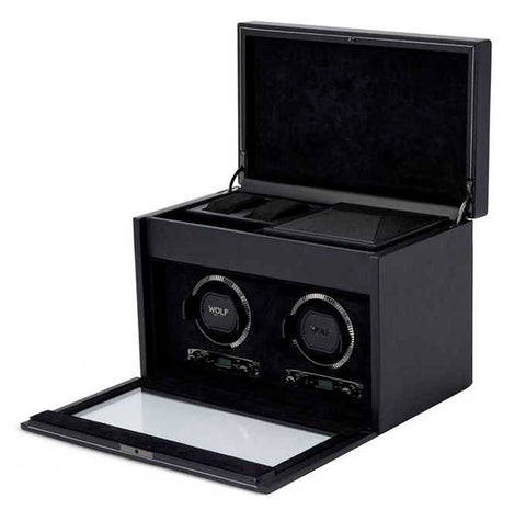 British Racing   Double Watch Winder - Black by Wolf