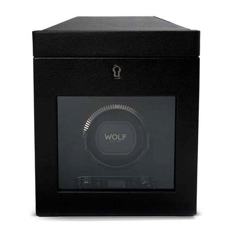 British Racing   Single Watch Winder With Storage - Black by Wolf