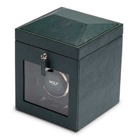 British Racing   Single Watch Winder With Storage - Green by Wolf