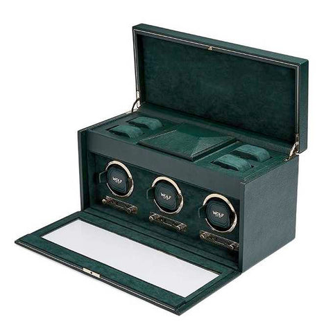 British Racing Triple Watch Winder Green by Wolf
