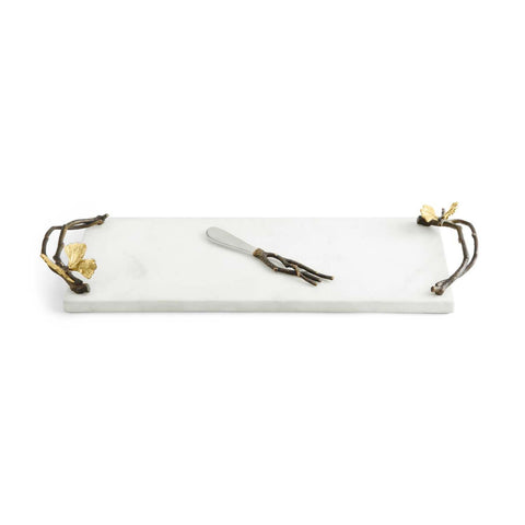 Butterfly Ginkgo Small Cheeseboard White With Knife by Michael Aram