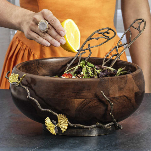 Butterfly Ginkgo Wood Salad Bowl by Michael Aram