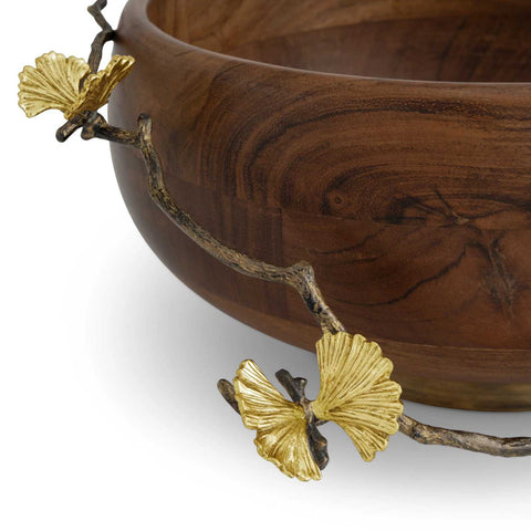 Butterfly Ginkgo Wood Salad Bowl by Michael Aram