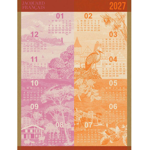 Calendar 2027 Tea Towel 24" X 31" by Le Jacquard Francais
