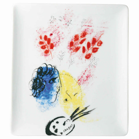 Chagall Double Face Blue/Yellow Tray by Bernardaud