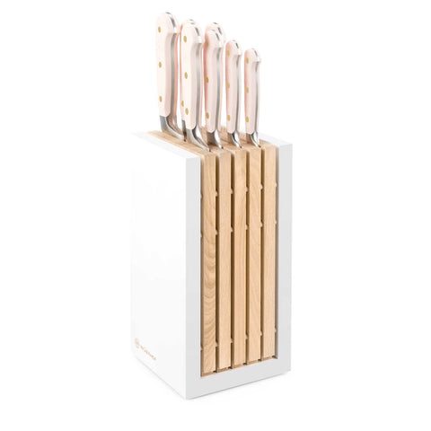 Classic Pink Himalayan Salt 8 pcs. Designer White Knife Block Set by Wusthof Trident