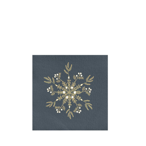 Cocktail Napkins Blue Snowflake by Francoise Paviot