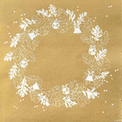 Cocktail Napkins Jingle Bells Wreath 20pc by Françoise Paviot