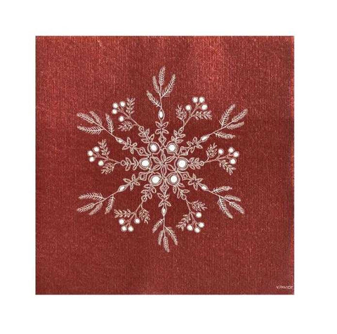 Cocktail Napkins Red Snowflake 20pc by Francoise Paviot