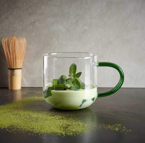 Coppa Glass Mug, With Green Handle by Asa Selection