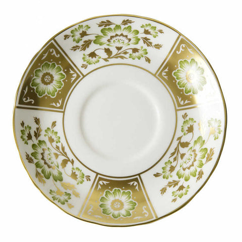 Derby Panel Green Cream Soup Saucer by Royal Crown Derby