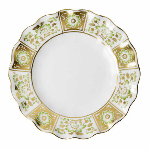 Derby Panel Green Fluted Dessert Plate by Royal Crown Derby