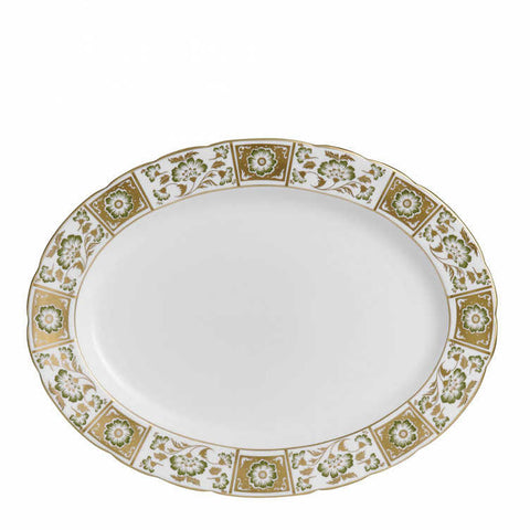Derby Panel Green Oval Dish Large by Royal Crown Derby