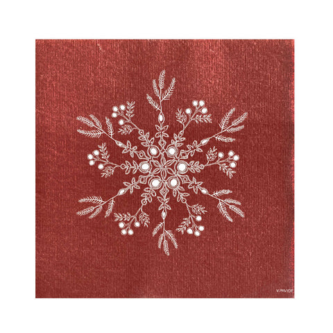 Dinner Napkins Snowflake Red by Françoise Paviot