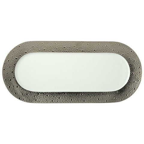 Ecume Platinum  Cake Platter Rectangular - 15 In. -   by Bernardaud