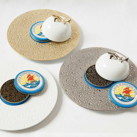 Ecume Platinum Caviar Set by Bernardaud