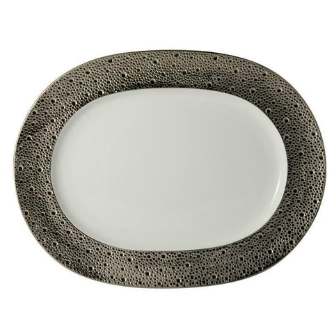 Ecume Platinum  Oval Platter - 13.8 In. by Bernardaud
