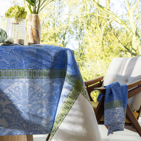 Escapade Tropicale  Blue Tablecloth by Le Jacquard Francais