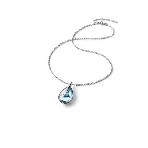 Fleurs De Psydelic Large Pendant Silver Aqua Blue Mirror by Baccarat