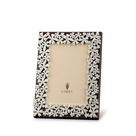 Garland Frame Platinum + White Crystals 4x6 by L'Objet