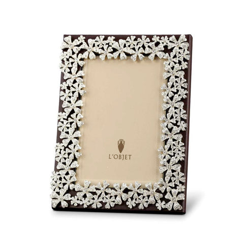 Garland Frame Platinum + White Crystals 5x7 by L'Objet