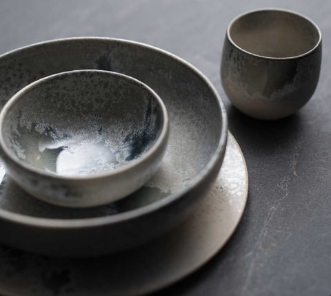 Glaze B White & Soft Blue Cup (#1) by KH Wurtz