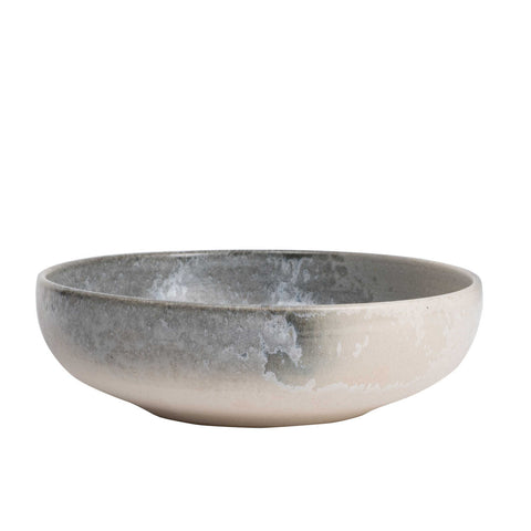 Glaze B White & Soft Blue Large Shallow Bowl (#13) by KH Wurtz